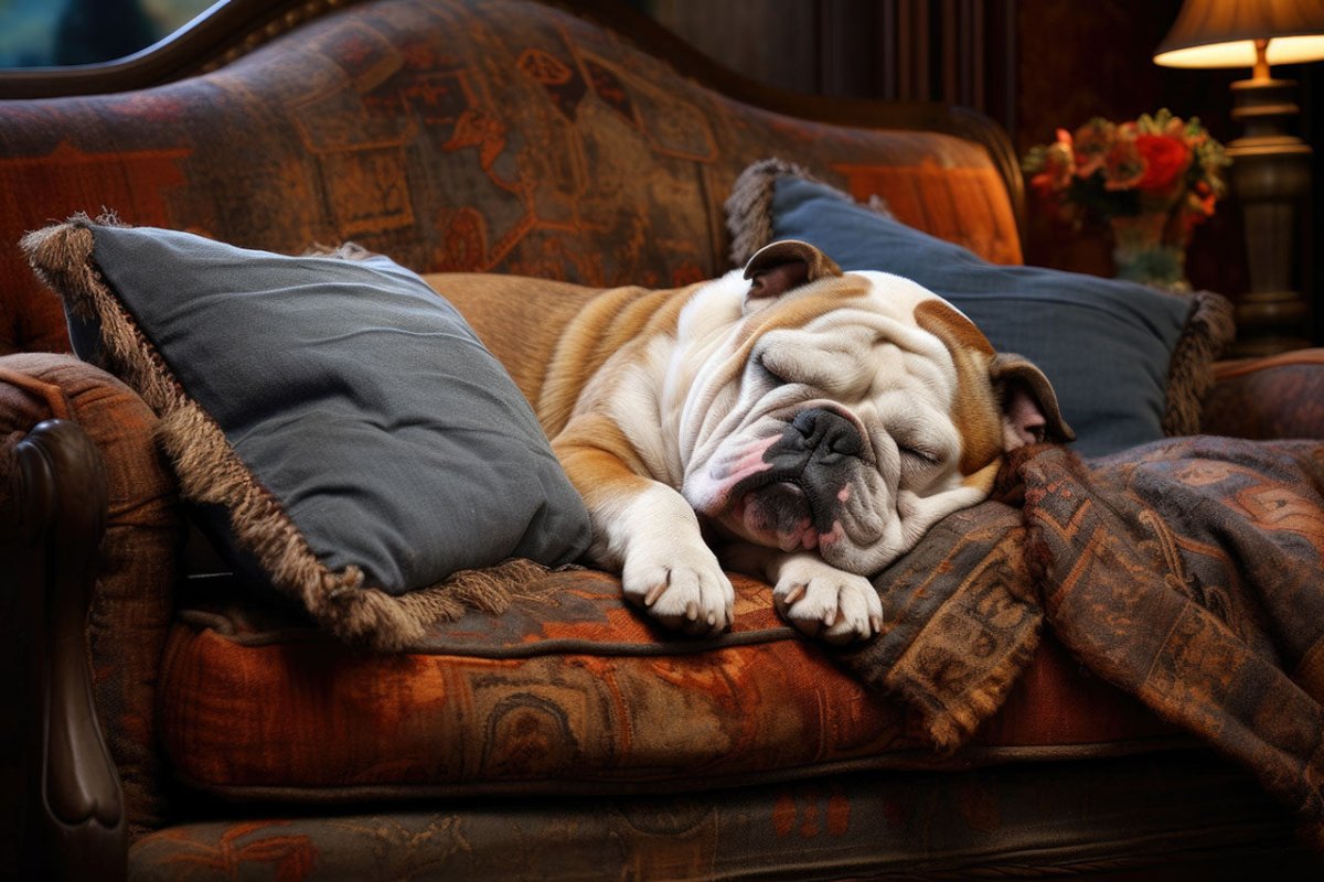 Schlafende Bulldogge - warum schnarchen Hunde?