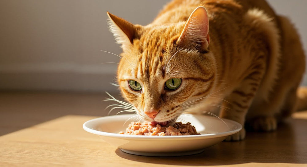 Katze isst Nassfutter. Premium Nassfutter Sorten für Katzen