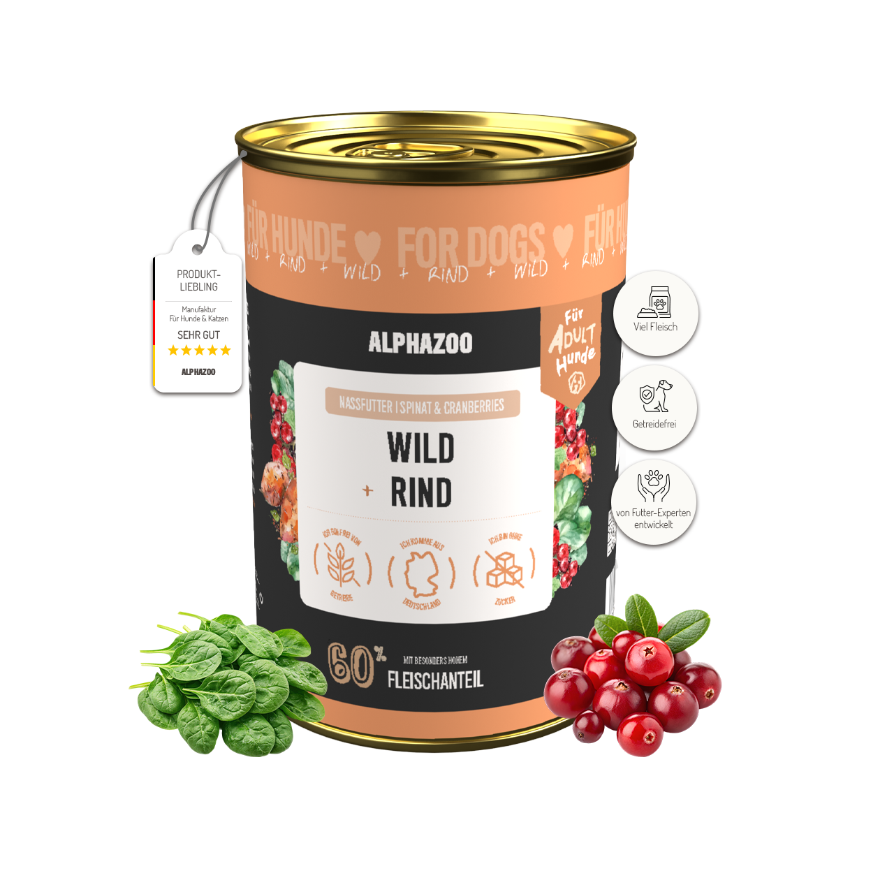 Wild + Rind Nassfutter für Adult Hunde