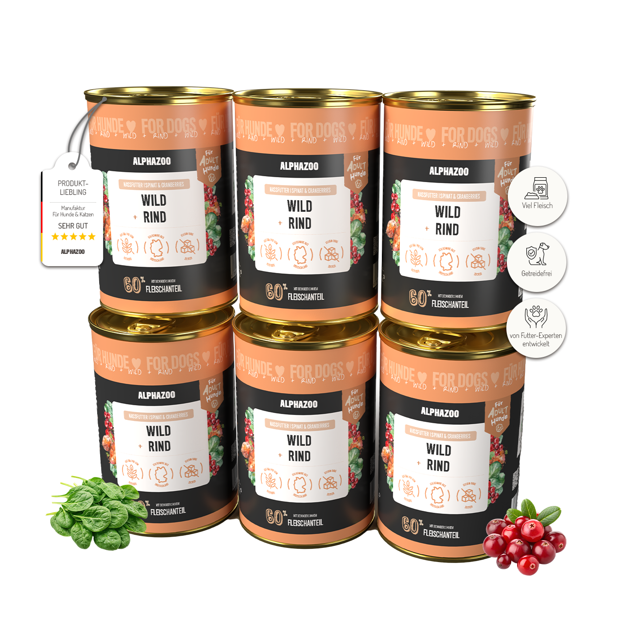 Wild + Rind Nassfutter für Adult Hunde